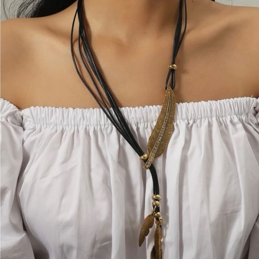 Feather multi-strand necklace